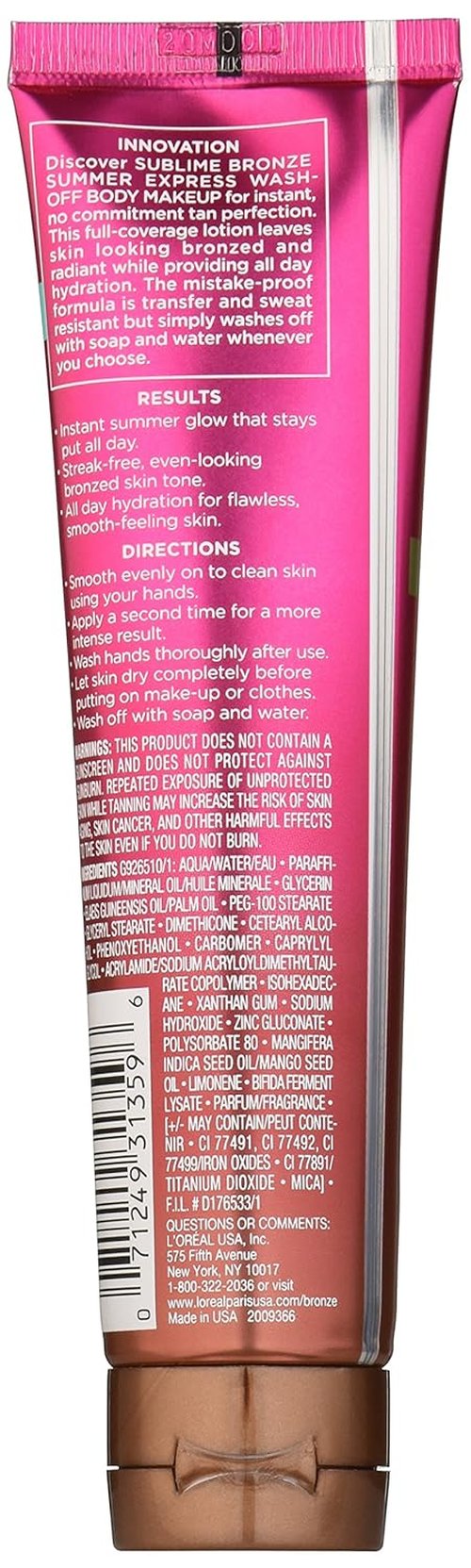 L'Oréal Paris Sublime Bronze Body Makeup Lotion - Medium Tint for Instant Glow | 3.55 fl. oz.