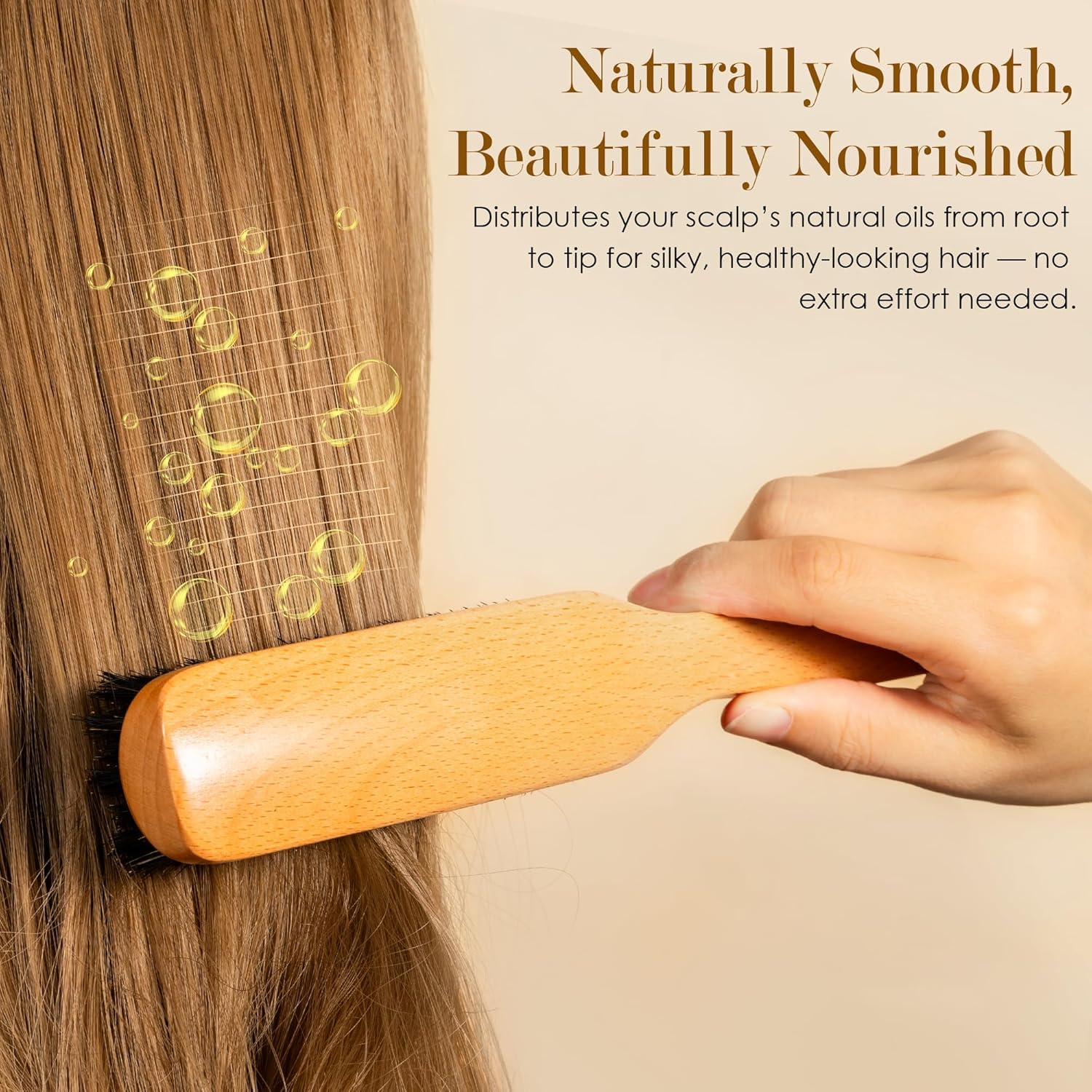 STYLEMATE Slick Back Hair Brush - Natural Soft Boar Bristle for Thin & Fine Hair | Medium Hardness Smoothing Tool