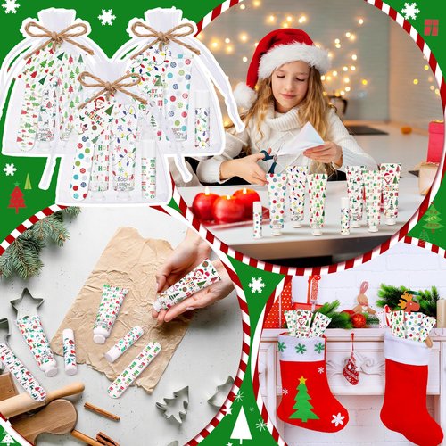 6 Sets/36 Pcs Christmas Party Favors Christmas Hand Cream Body Lotion Lip Balm Nail File Gifts Set Xmas Stocking Stuffers Travel Size Lotion Bulk Holiday Party Supplies for Coworkers Women Adults
