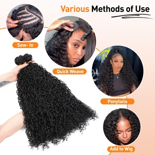 Ms Taj Burmese Curly Hair Bundles 16 18 20 Inch Water Wave with Spiral End Raw Burmese Curly Bundles for Women Protein Synthetic Hair Boast A Human Hair Like Touch for Quick Weave