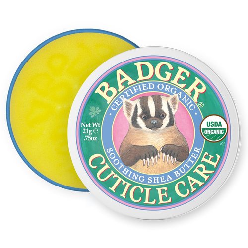 Badger Cuticle Cream - Deep Hydration for Dry Cuticles & Hangnails | 100% Organic Shea Butter, 0.75oz Tin