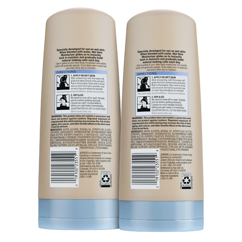 Jergens Natural Glow In Shower Lotion, Self Tanner for Medium to Deep Skin Tone, Sunless Tanning Wet Skin Lotion for Gradual, Flawless Color, 7.5 Ounce, Pack of 2