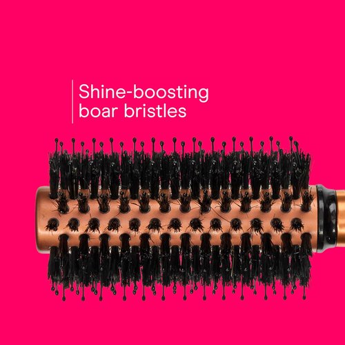 Conair Quick Dry Copper Round Hair Brush - Fast Blow Drying & Voluminous Styles | Nylon & Boar Bristles