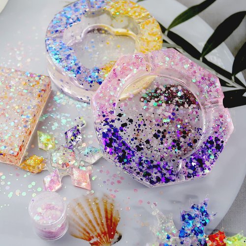 Craft Glitter, 380g Nail Glitter Powder 10 Jars Glitter with Tools,AARDWO Vibrant Multi-Purpose Glitter for Body,Eyeshadow,Cosmetic,Nail Arts,Crafts,Decoration,DIY(Star&Moon Shape, Silver)