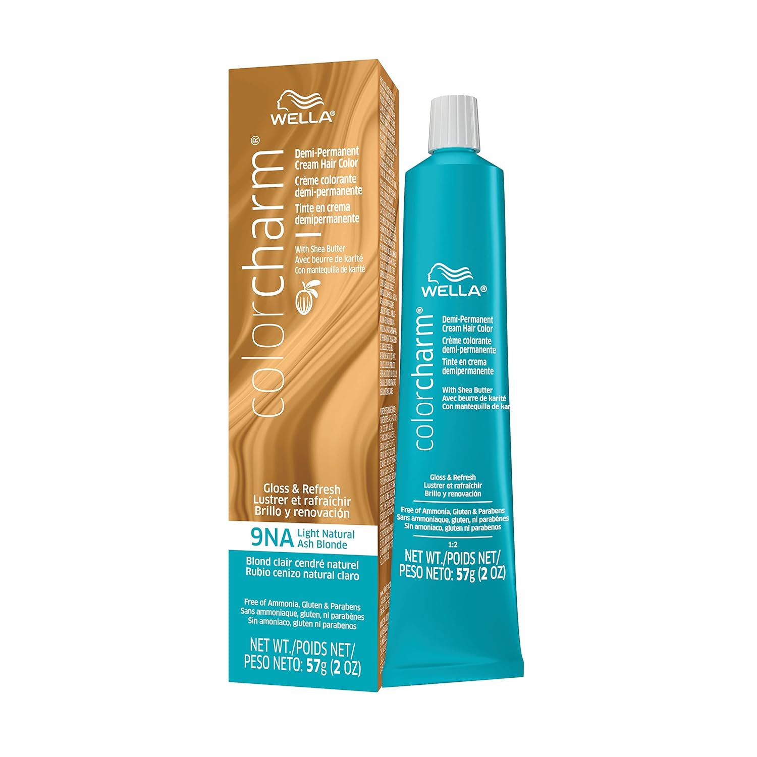 WELLA ColorCharm Demi Permanent Hair Color - Glossy Gray Coverage in 9NA Light Natural Ash Blonde + 10 Vol Developer