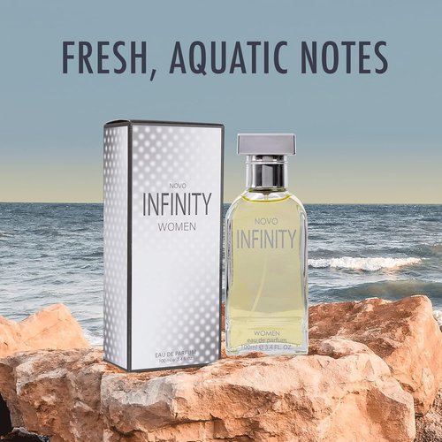 NovoGlow Infinity Eau De Parfum for Women - 3.4 Oz | Refreshing Citrus Floral & Musk Fragrance, Perfect Gift