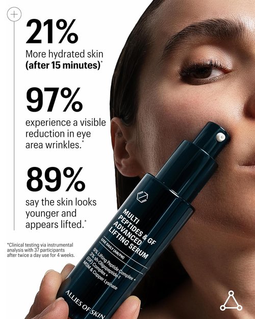 Allies of Skin Multi Peptides Face Serum - Collagen Boosting Anti-Aging Formula with 9% Peptides | Firm & Tighten Skin (1 oz)