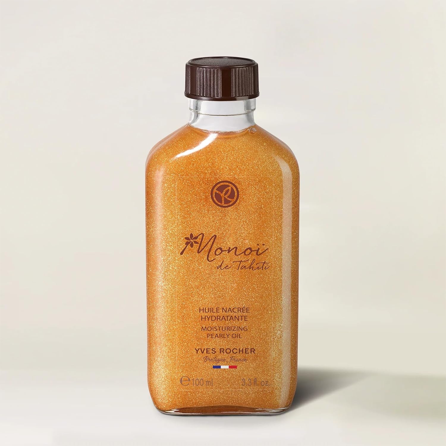 Yves Rocher Monoï de Tahiti Shimmering Body Oil - Moisturizing Summer Formula | 100 ml / 3.3 fl. oz.