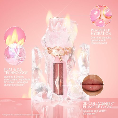 Charlotte Tilbury Big Lip Plumpgasm Lip Gloss - Hydrating Plumper with Hyaluronic Acid & Heat + Ice Technology - Perfect Gift Set