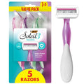 BIC Soleil 3 Sensitive Women's Disposable Razors, 3 Blades With Moisture Strip For a Silky Smooth Shave, 5 Piece Razor Set