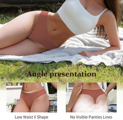 Skiennix Seamless Thongs - V-Waisted Invisible No Show Breathable Stretch Panties | 6-Pack