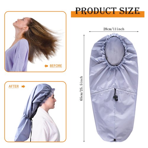 Large Shower Caps for Braids, 2 PCS Waterproof Shower Caps for Women Long Hair, Reusable Large Size Bath Caps Hair Bonnets for Thick Curly Hair, Locs, Twist Braids, Dreadlocks (Black, Grey)