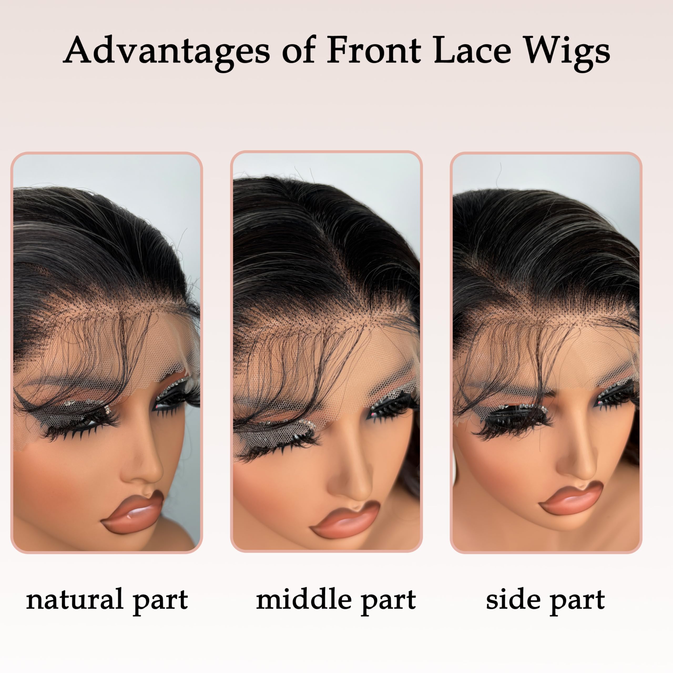 ZadaBelly Highlight 30 inch Body Wave 13x4 Lace Front Wig Brown Base with Black Wavy Hair Pre Plucked Hairline with Baby Hair, Transparent glueless Lace Synthetic Wig for Women Heat Resistant