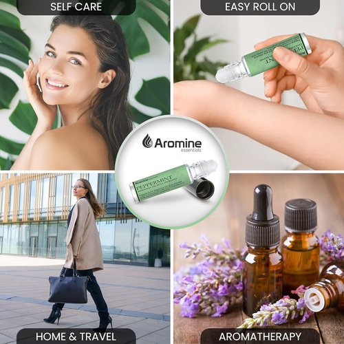 Peppermint Essential Oil Roll-On - Premium Therapeutic Grade Aromatherapy | Pre-Diluted 10ml (Pack of 2)