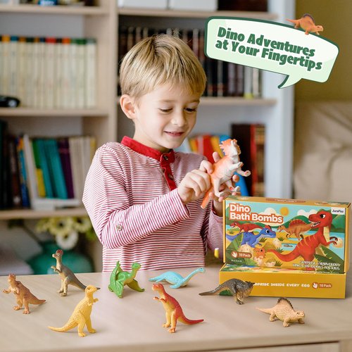 Dinosaur Bath Bombs for Kids with Surprise Inside, 10 Pack Natural Dino Eggs with Exclusive Carnivorous Dinosaur Toys, Fizzing Fun Gifts for Boys Girls, Dinosaur Toys for Kids Ages 3-9