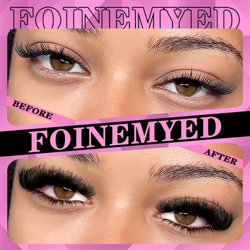 Lash Clusters Kit 330Pcs 200D Thick Lash Extension Kit Mega Volume Eyelash Extensions Kit 12-22MM Long Eyelash Extensions D Curly Individual Lashes Kit DIY at Home by FOINEMYED