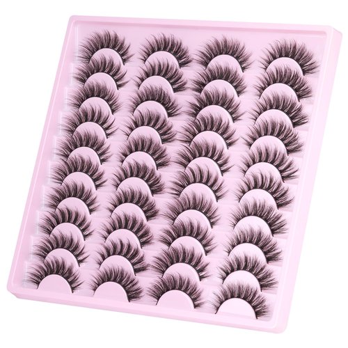 Kiromiro Lashes Wispy False Eyelashes Natural Look 14mm(0.55inch) Faux Mink Lashes Short Cat Eye Spiky Lash 3D Strip Eyelashes Pack 20 Pairs