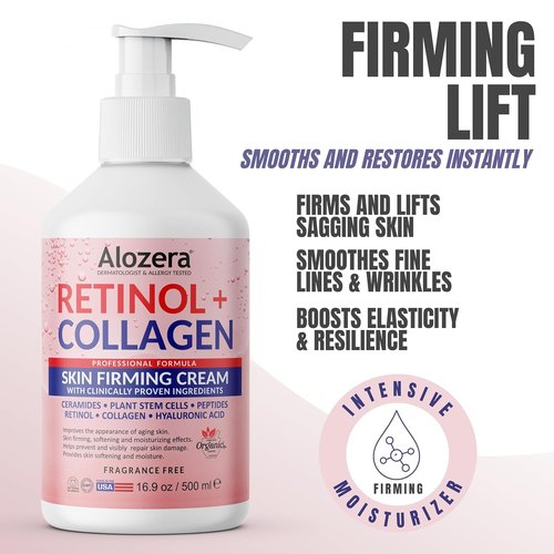 Alozera Skin Firming Retinol Collagen Lotion - Non-Greasy, Lightweight Moisturizer for Aging Skin | 16.9 oz