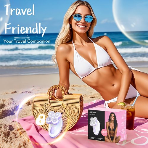 Electric Razors for Women - Upgraded Electric Shaver for Women with Magnetic Heads, Rotary Hair Remover Kit for Legs Bikini Face, Lady Trimmer for Sensitive Skin, Detachable and Waterproof, Grape