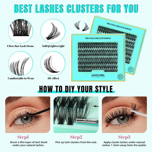 Lash Extension Kit 200PCS Lash Clusters Mix Eyelash Extension Kit with Waterproof Lash Bond and Remover,Individual Lashes with Lash Tweezers for Beginners at Home(30D,D-Mix9-16mm)