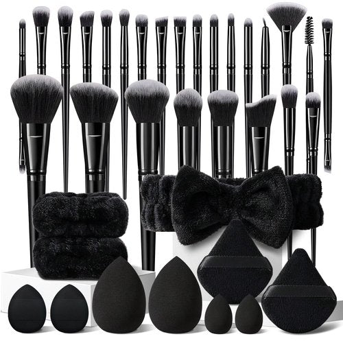 HGHDBT 36Pcs Black Makeup Brushes Set Professional Makeup Kit Multi-functional Makeup Tool Set with Facial Makeup Accessories, Foundation Makeup Brush Kit Eye and Face Make up Brushes & Tools