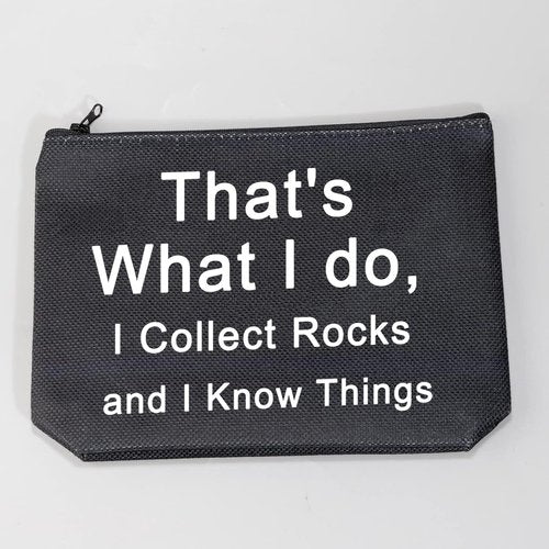 LEVLO Funny Geologist Gifts That's What I Do I Collect Rocks and I Know Things Makeup Bags Geology Rock Collector Bags (I Collect Rocks-black)