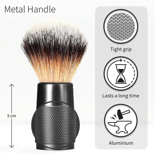 Bambaw - Synthetic Shaving Brush Black | Best Ingrown Hair Treatment | Wet Shaving Brush Shave Brush| Shaving Brush Metal Handle | Your Razor Bump Treatment