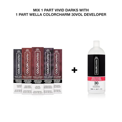 COLORCHARM VIVID DARKS Permanent Cream Color - Vibrant Hair Color for Dark Bases | Lifts 3-4 Levels | 2 Fl Oz