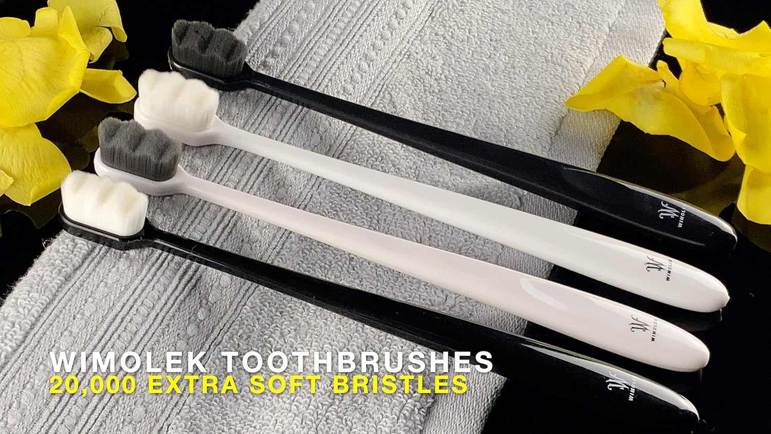 Wimolek Extra Soft Toothbrush - Micro Nano Design with 20,000 Bamboo Charcoal Bristles | 2 Pack - Black Wave