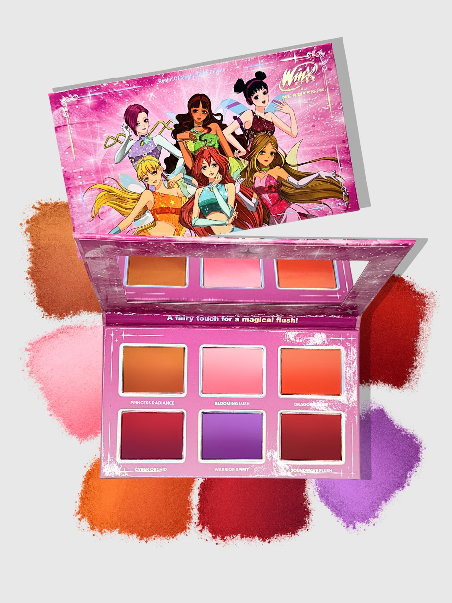 Winx Club x Nekoyanin Realm Of Magic Blush Palette, Highly Pigmented Makeup Shades, Blendable Powder, Professional Facial Beauty Cosmetic Makeup Blush, Vegan & Cruelty-Free,