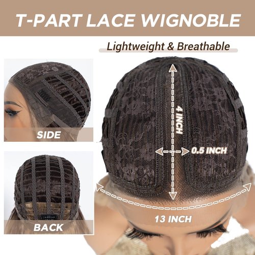 NOBLE Long Wavy Lace Front Wig Highlight Ash Blonde 30 Inch Middle Part Synthetic Lace Front Wig Heat Resistant Fiber Wigs for Daily Party Use