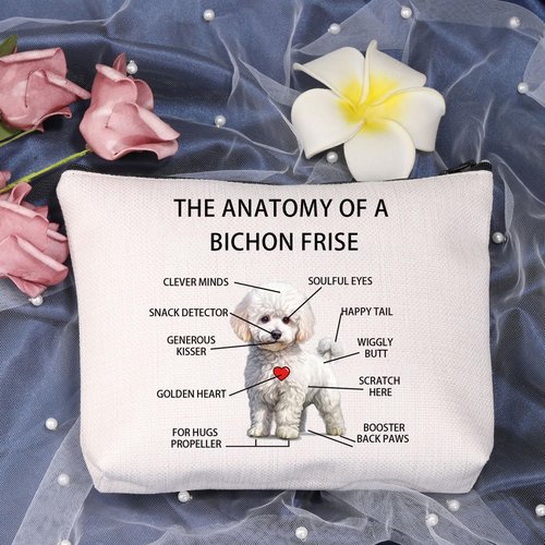 Clever Minds Bichon Frise Lovers Gifts: Anatomy of a Bichon Clever Minds Cosmetic Bags - Mom Travel Toiletry Bags