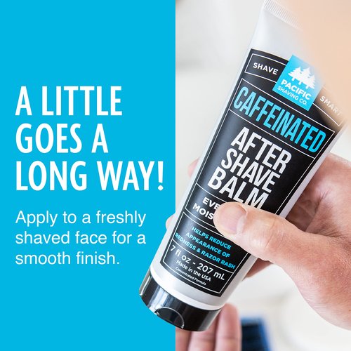 Pacific Shaving Company Caffeinated Aftershave, Men's Grooming Product - Antioxidant Daily Face Lotion + After Shave - Spearmint Post Shave Balm for Sensitive Skin (7 Fl Oz, 2 Pack)