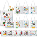 Paterr 12 Pcs Teacher Appreciation Gift Basket Filler Canvas Teacher Tote Bag Makeup Bag for Graduation School Classroom Gift(Notebook)