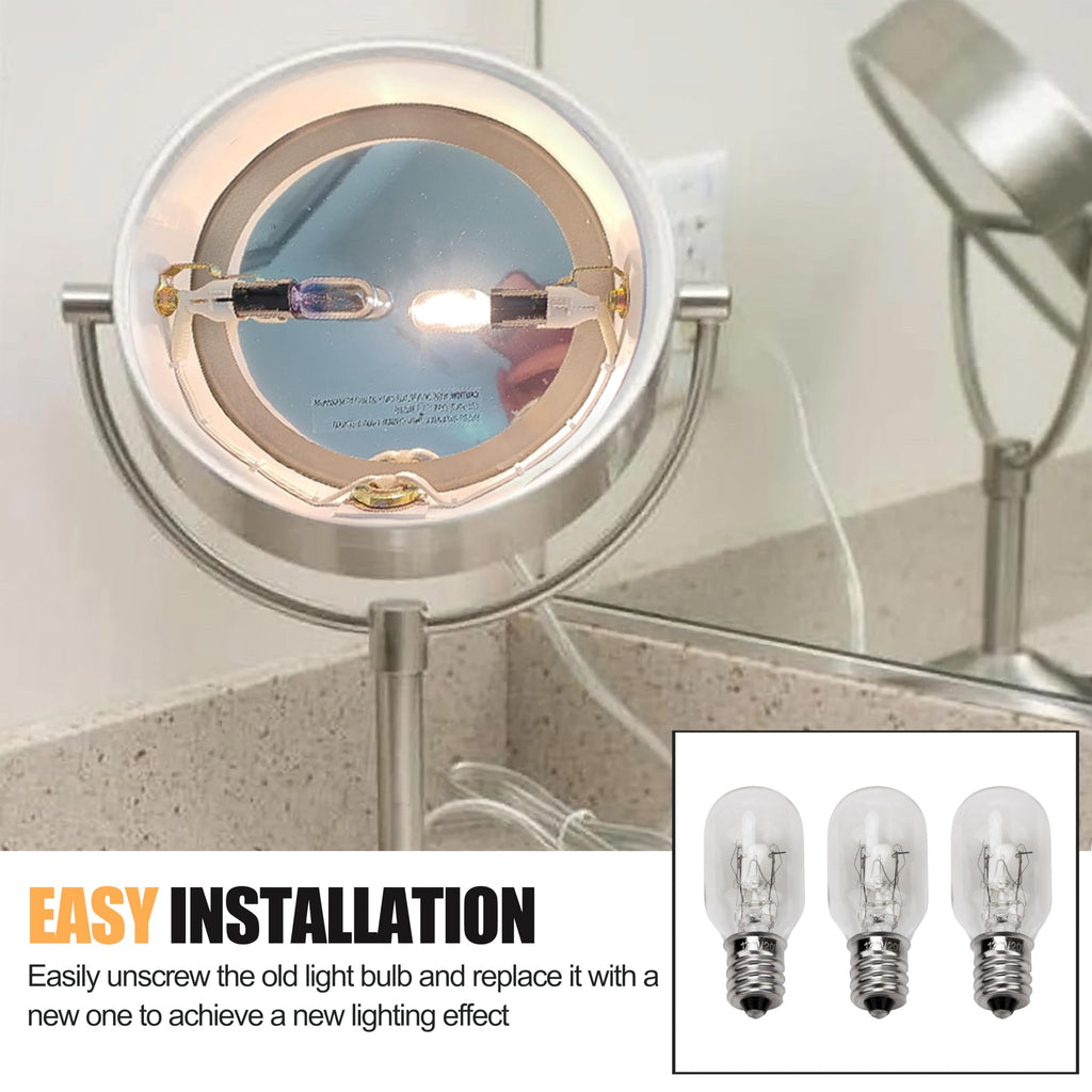 ZTTM 20W, 120V Incandescent Bulb Replacement, Suitable for Conair RP34B Illuminated Makeup Mirror, E12 Candle Holder Base, 2700K (20W 120V Bulb*3)