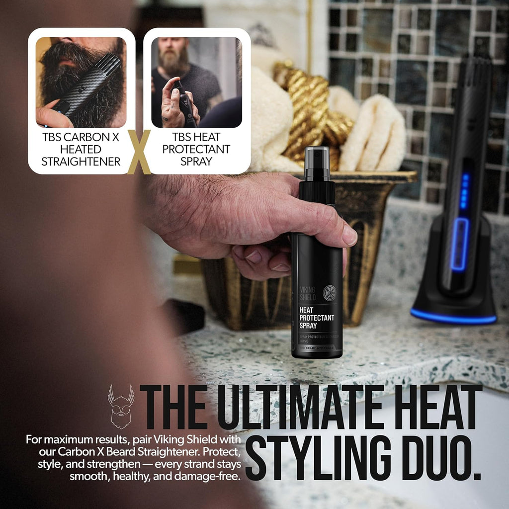 Viking Shield Beard Spray - Heat Protectant for Men | Argan Oil Thermal Protector - 4 Fl Oz
