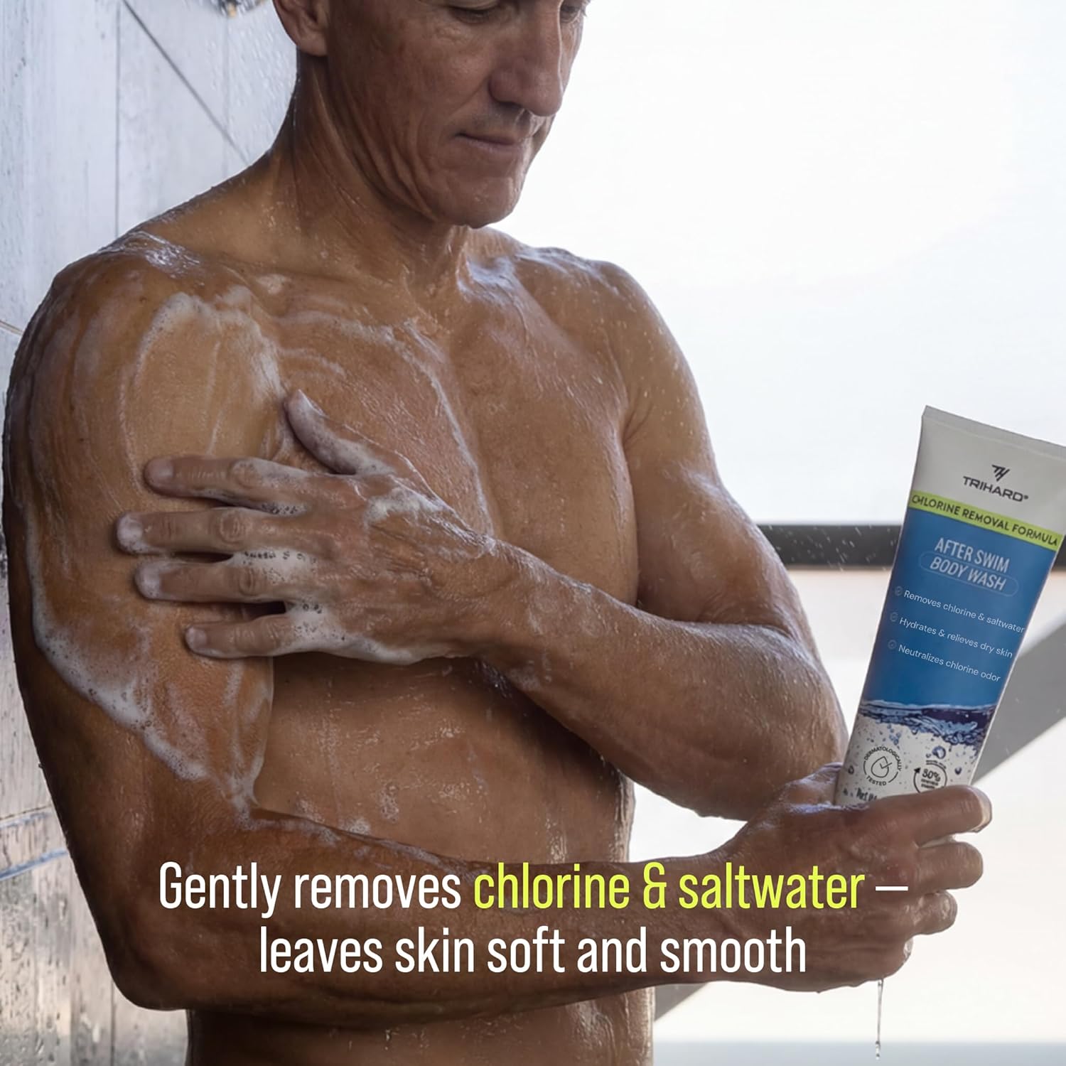 TRIHARD Chlorine Removal Body Wash & Lotion Set - Protects & Hydrates Sensitive Skin | Pool Essentials