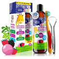 GuruNanda Kids Oil Pulling, Alcohol-Free Mouthwash, Essential Oils & Vitamins for Fresh Breath & Happy Gums for Ages 6 & up, Natural Bubble Berry, 8 Oz