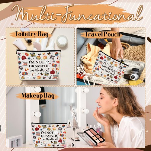 Luvsweets Theater Gifts Makeup Bag - Musical Theatre Cosmetic Bags with Zipper, Funny Theatre Broaddway Gifts for Theater Lovers Actors, Women Girls Birthday Christmas Valentine Mother's Day Presents