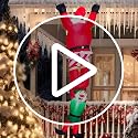 8ft Christmas Inflatable Climbing Santa with Falling Elf & Built-in LED Lights, Outdoor Yard Decor