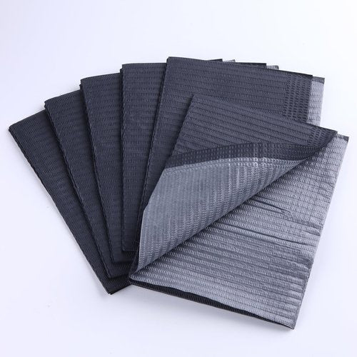 50Pcs Disposable Nail Art Table Mat, Black Foldable Nail Table Towels for Acrylic Nail Practice, 3 Ply Waterproof Tattoo Bibs Clean Pads Nail Table Cover Salon Manicure Supplies