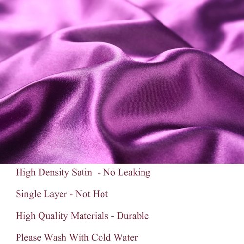 Silk Satin Bonnet Hair Cap: 2pcs 17inch Diameter Extra Large Jumbo Sleeping Satin Bonnets with Comfortable Flower Band - High Density Bonnets for Women Braids Curly Night Cap (Purple & Teal)