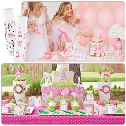 50 Pack Pink Bow Baby Shower Favors Bulk Lip Balm Girls Favors Valentines Gifts for Bachelorette Girls Bow Moisturizing Lip Care Pretty lipstick Birthday Party Supplies (pink bow)