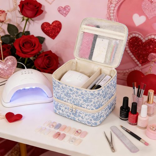 Skiennix Nail Polish Organizer Bag - Holds 30+ Bottles | UV Nail Lamp & Gel Polish Travel Storage for Manicurists