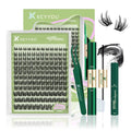 KEYYOU LASH Extension Kit 144Pcs Angel Lash Clusters Kit Thick Eyelash Extension Kit with Glue and Seal,Tweezers,Remover for DIY lash extension kit at Home（Kit-Angel A02-D-8-18MIX）