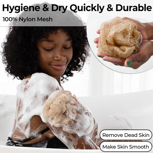 African Net Sponge Authentic with Knots - Afroscrub Exfoliating Net Sponge for Body Scrubber Exfoliator - Real African Bath Back Scrubber Washcloth Travel Protable and Dry Quickly