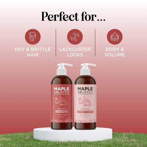 **Argan Oil Shampoo & Conditioner Set - Paraben & Sulfate Free for Frizz Control & Moisture**