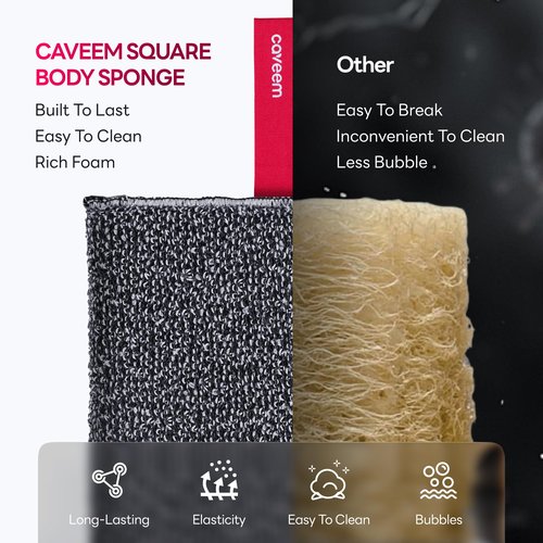 Caveem Exfoliating Body Scrubber, Rough Exfoliation Body Exfoliator Sponge for Remove Dead Skin, Body Exfoliating Sponges, Bath and Body Exfoliate Buffer, Mens and Womens Sponge for Shower (2 Pack)