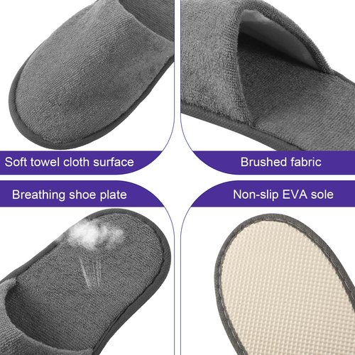 Geyoga 12 Pair Disposable Slippers for Guests Non Slip Disposable House Slippers Washable Reusable for Spa Travel Hotel Indoor Shoeless Home Bride Bathroom(Black, Brown, Navy Blue, Dark Gray,L)
