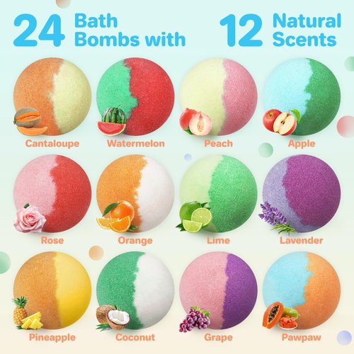 Bath Bombs for Kids with Toys Inside - 24 Pack Kid Bath Bombs with Glow in The Dark Surprise Toys Inside, Valentines Easter Gifts for Kids Girls Boys, Easter Basket Stuffers, Organic Bubble Bath Fizzy